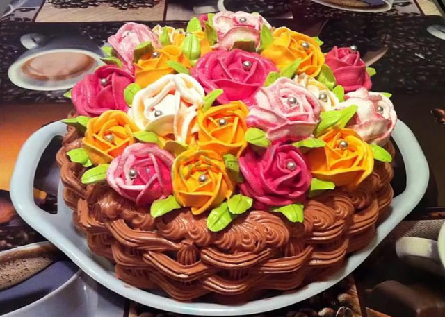 Торт кошик з квітами рецепт з фото покроково і відео 