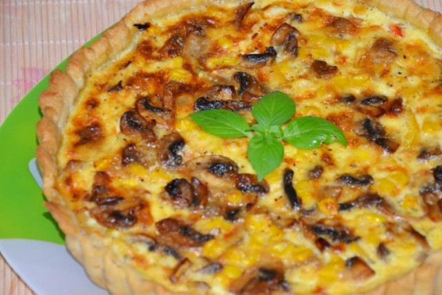 Французький пиріг киш з куркою і грибами рецепт з фото покроково 