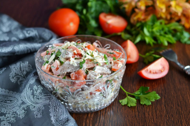 Салат гусарський з помідорами і яловичиною рецепт з фото покроково і відео 