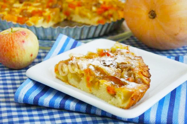 Пиріг з гарбузом і яблуками рецепт з фото покроково 