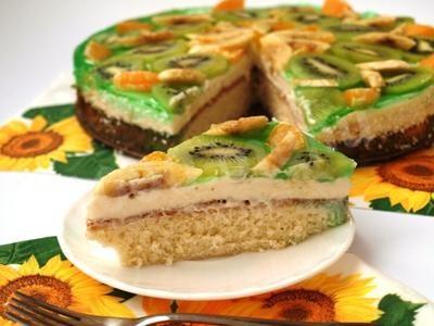 Бісквітний торт з желе фруктами і вершковим кремом рецепт з фото покроково 