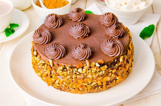 Торт Снікерс з арахісом класичний рецепт з фото покроково 