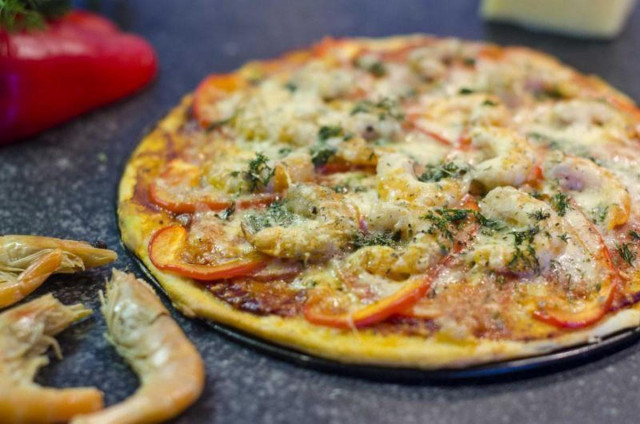 Домашня піца з королівськими креветками і томатною пастою рецепт з фото покроково 
