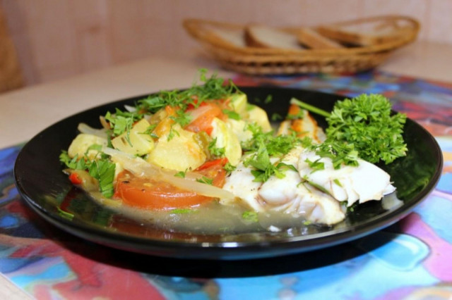 Минтай запечений з кабачками, томатами і болгарським перцем рецепт з фото покроково і відео 