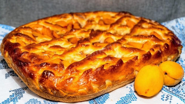 Дріжджовий пиріг з абрикосами і джемом на кефірі рецепт з фото покроково і відео 