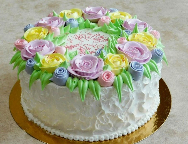 Торт з трояндами з крему рецепт з фото 