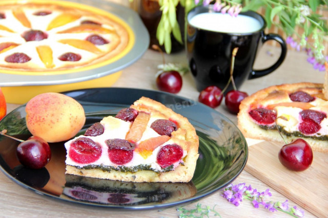 Пісочний сирний пиріг з фруктами і щавлем рецепт з фото покроково і відео 