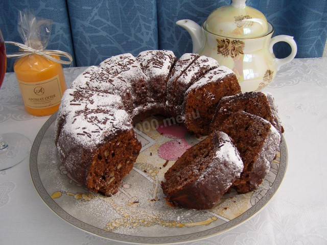 Шоколадний кекс з родзинками і горіхами рецепт з фото покроково 