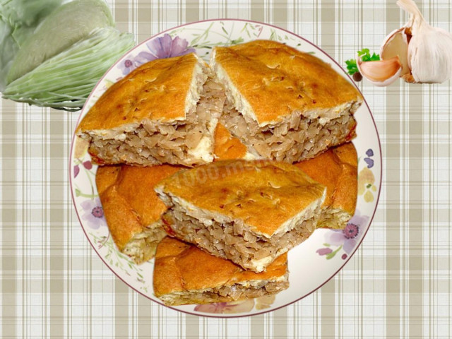 Заливний пиріг з капустою і куркою рецепт з фото 