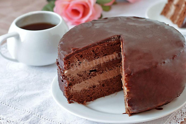Шоколадний торт прага зі згущеним молоком рецепт з фото 