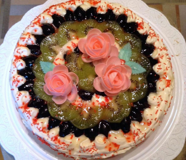 Торт Бісквіт з фруктами рецепт з фото покроково 