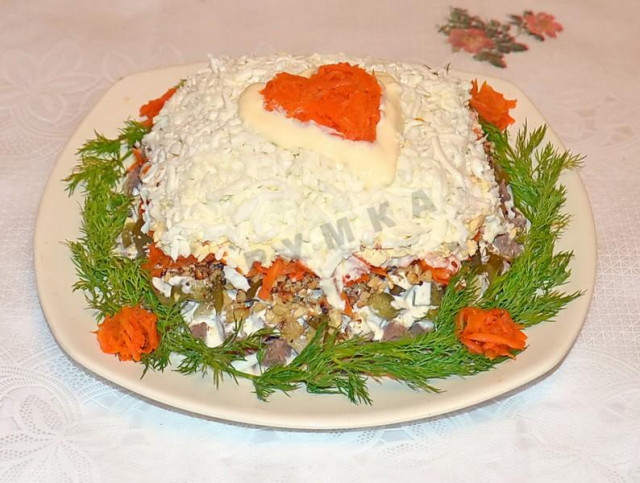 Салат з серця яловичого з солоними огірками і цибулею рецепт з фото покроково 