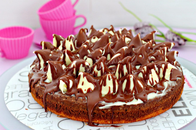 Торт Шоколадно вишневий бісквіт з кремом рецепт з фото покроково 