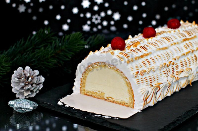 Мусовий торт Новорічне поліно рецепт з фото покроково 
