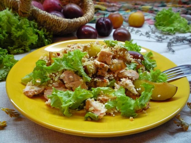 Салат з курячої грудки зі сливами і кускусом рецепт з фото крок за кроком 