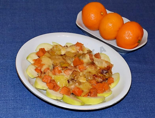 Запечена гарбуз з яблуками, апельсинами, сиром і корицею рецепт з фото покроково 