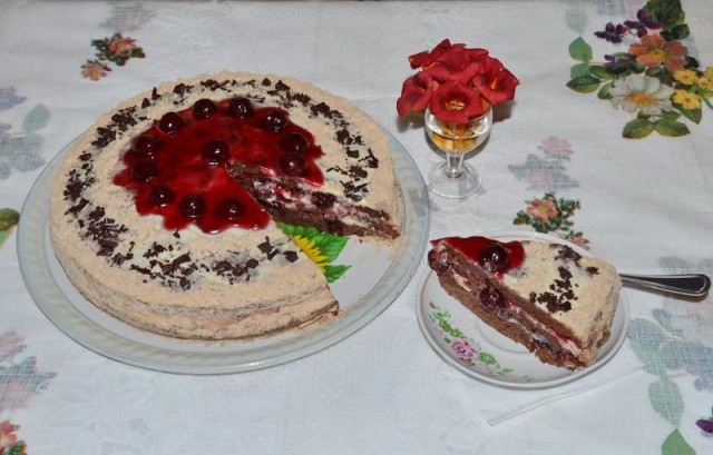 Вишнево-шоколадний торт з кремом зі сметани рецепт з фото покроково 