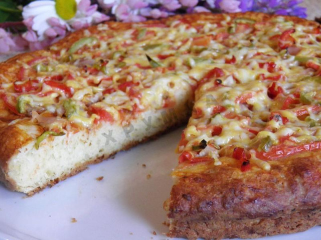 Піца з куркою і болгарським перцем на сирному тесті рецепт з фото покроково 