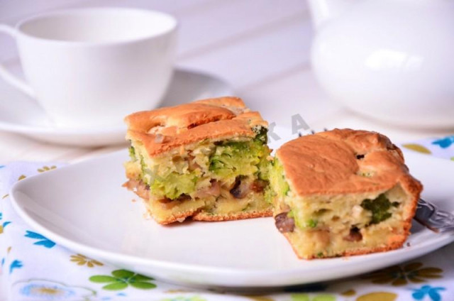 Пиріг з брокколі і грибами рецепт з фото покроково 