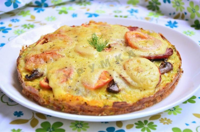 Закусочний пиріг з помідорами сиром і кабачками рецепт з фото покроково 