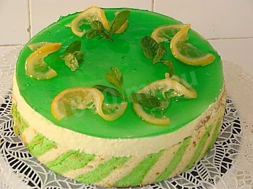 Лимонно-м'ятний торт з малиновою прошарком рецепт з фото покроково 