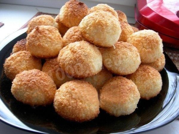 Печиво з кокосової стружки з цукром і яйцем рецепт з фото 