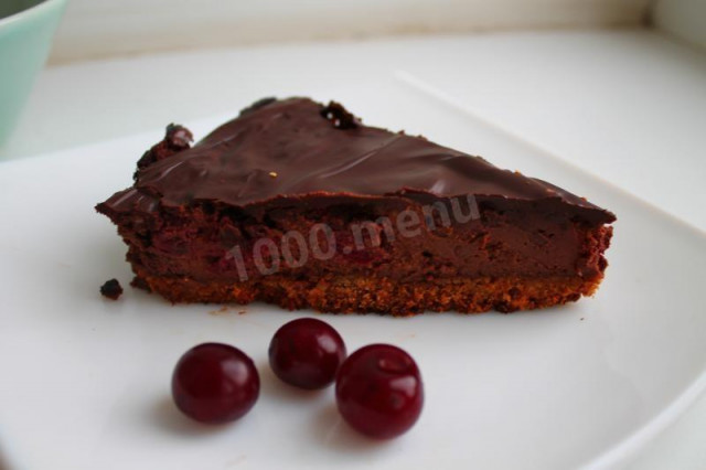Шоколадний чізкейк на печиво з вишнею рецепт з фото покроково 
