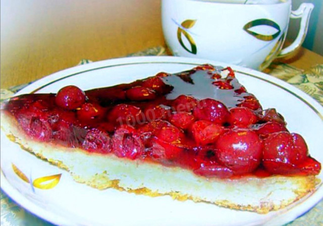 Сирний пиріг з ягодами вишні і желатином рецепт з фото покроково 