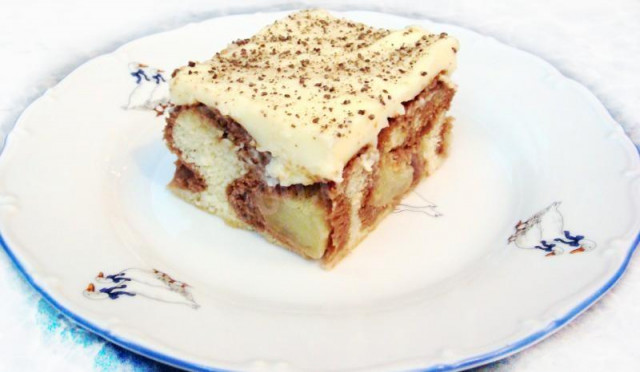 Бісквітний торт з масляним кремом і яблуками рецепт з фото покроково 