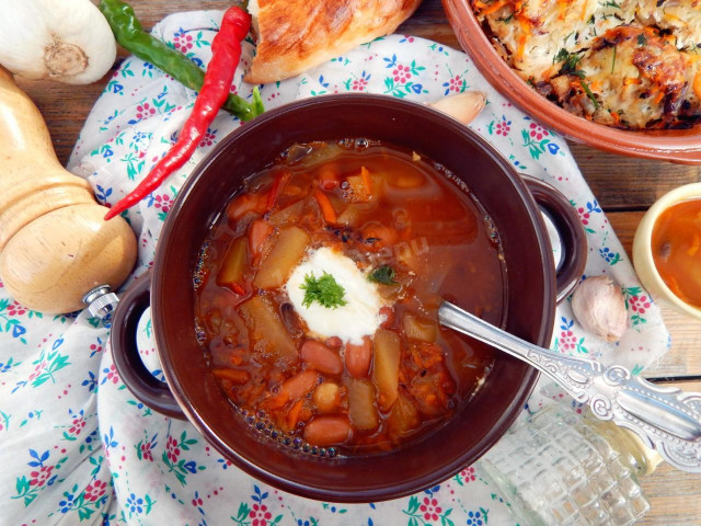 Суп з консервованою квасолею в томатному соусі рецепт з фото покроково 