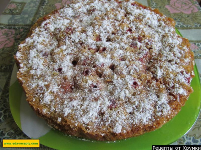 Заливний пиріг з вишнею і ванільним смаком рецепт з фото покроково 
