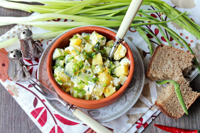 Салат з картоплею яйцем і огірком рецепт з фото покроково і відео 