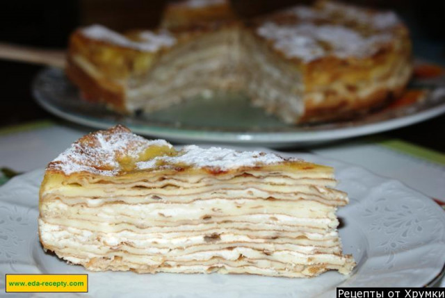 Млинцевий пиріг з сирною начинкою рецепт з фото покроково 