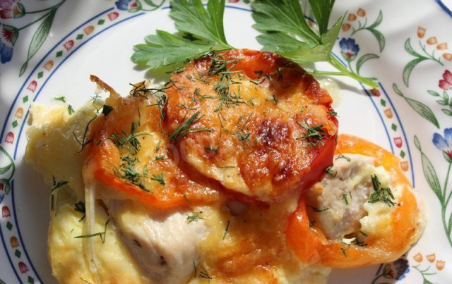 Запіканка з курки з болгарським перцем і помідорами рецепт з фото покроково 