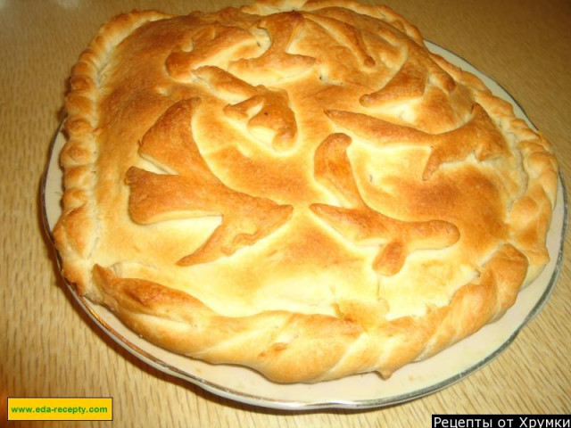 Пиріг з листкового тіста з м'ясом і зеленою цибулею рецепт з фото покроково 