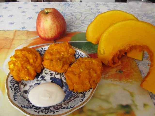 Котлети гарбузові з сиром і яблуком в духовці рецепт з фото покроково 