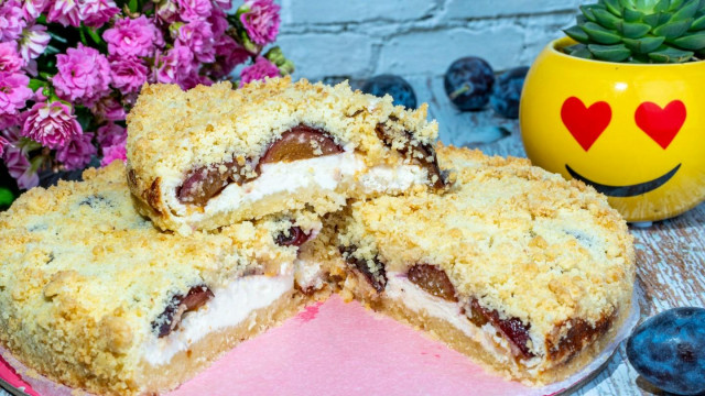 Сирно-пісочний пиріг зі сливами рецепт з фото покроково і відео 