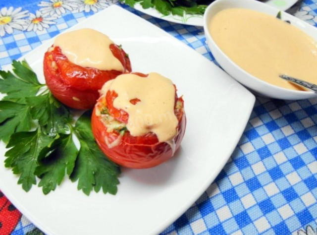 Фаршировані помідори з сирною начинкою цибулею петрушкою рецепт з фото покроково і відео 