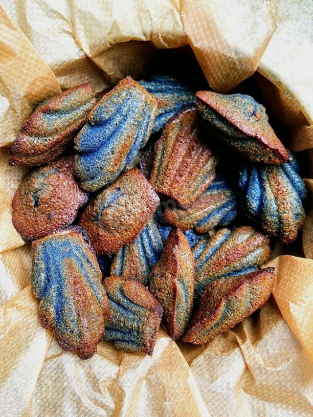 Квіткове печиво Мадлен з синім чаєм на мигдальної борошні рецепт з фото покроково 