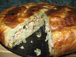 Пиріг з сайра на кефірі з зеленою цибулею і картоплею рецепт з фото покроково 