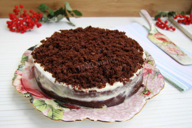 Шоколадний торт зі сметанним кремом і кавової просоченням рецепт з фото покроково 