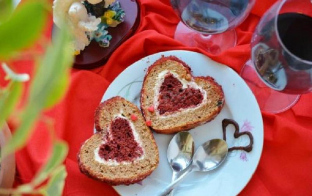 Рулет оксамитове серце на День Святого Валентина рецепт з фото покроково 
