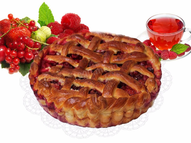 Пиріг із замороженими ягодами з дріжджового тіста рецепт з фото 