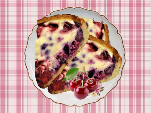 Сметанний пиріг із замороженими ягодами вишні рецепт з фото 