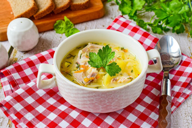 Курячий суп з плавленим сиром і вермішеллю рецепт з фото покроково 