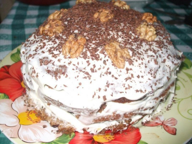 Торт старий Пень зі сметанним кремом рецепт з фото покроково
