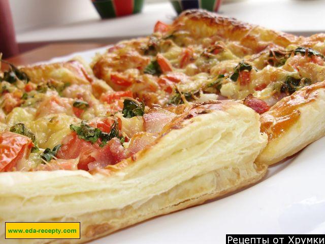 Піца з листкового тіста з сосисками і твердим сиром рецепт з фото покроково 