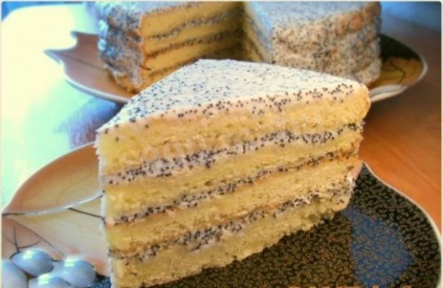 Торт з маком і сметанним кремом рецепт з фото 