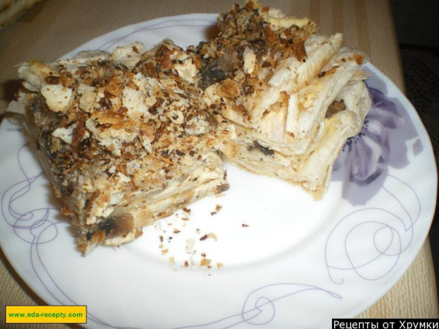 Закусочний торт наполеон з печерицями рецепт з фото покроково 