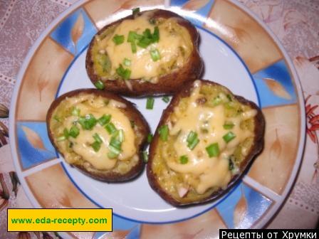 Картопля фарширований сиром зі сметаною і зеленою цибулею рецепт з фото покроково 